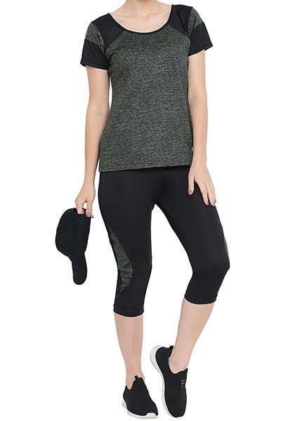 Gym Sports Active-wear Top with Capri