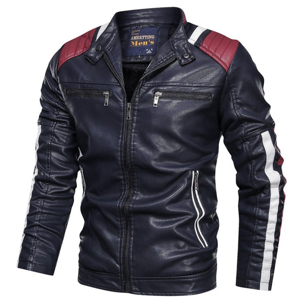 2019 Autumn Winter Men's Leather Jacket Casual Fashion Stand Collar Motorcycle Jacket Men Slim Style Quality Leather Jacket Men