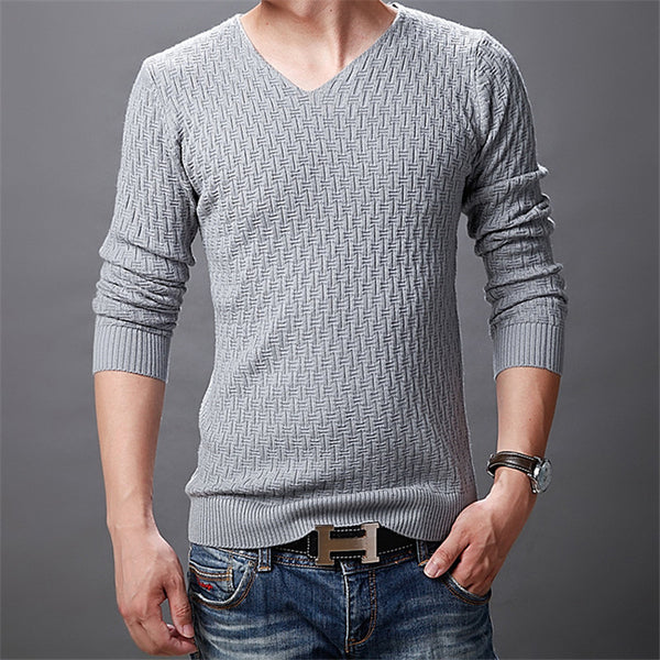 2019 New Autumn Winter Sweater Men Solid Casual V-Neck Pullover Men Cotton Mens Sweaters Pull Homme