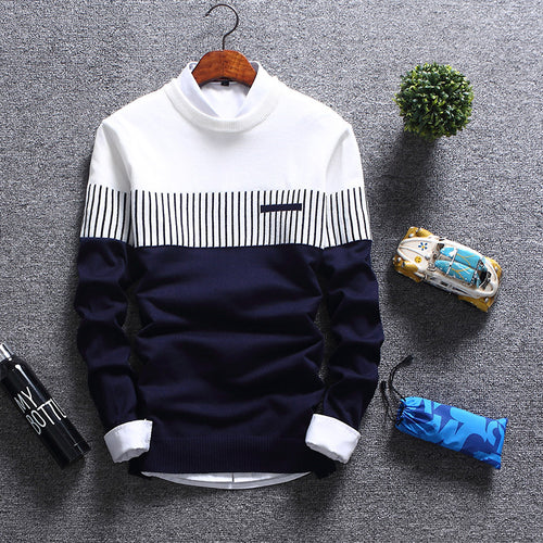 2020 New Men's Autumn Winter Pullover Wool Slim Fit Striped Knitted Sweaters Mens Brand Clothing Casual pull homme hombre