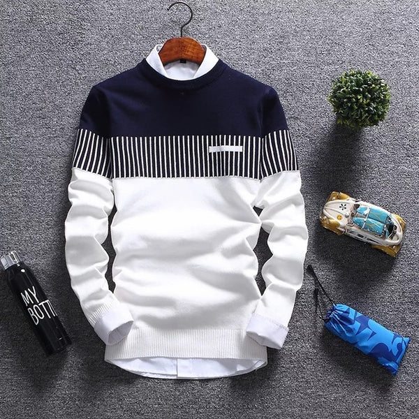 2020 New Men's Autumn Winter Pullover Wool Slim Fit Striped Knitted Sweaters Mens Brand Clothing Casual pull homme hombre