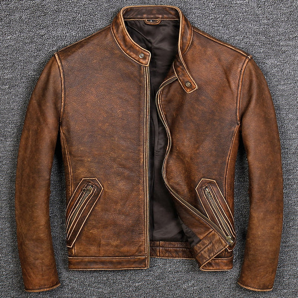 Free shipping.Plus size Brand Classic style cowhide jacket,mens 100% genuine leather jackets,biker vintage quality coat.sales